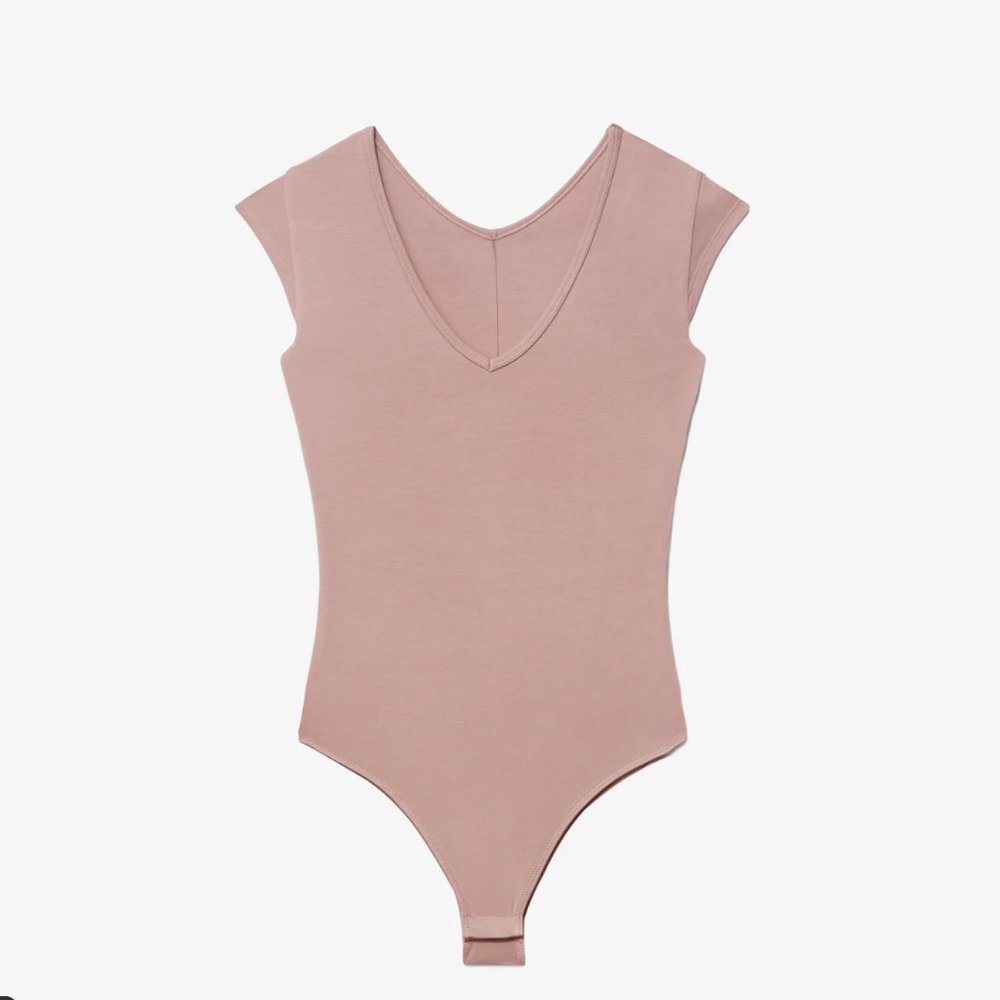 Everlane V Neck Ballet Bodysuit Dusky Pink - XS
